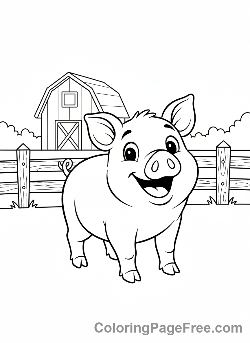 Pig coloring page - Pig standing farm