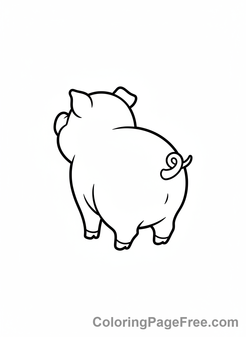 Pig coloring page - Pig wagging tail