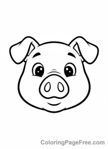 Pig coloring page - Piggy close-up face