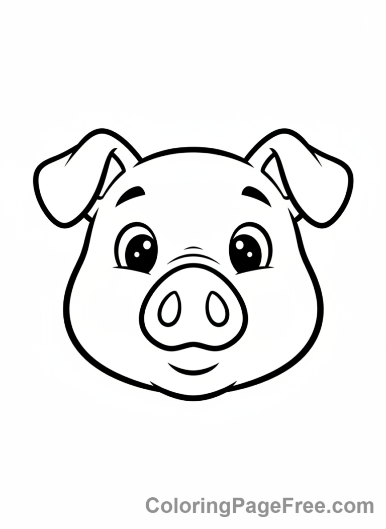 Pig coloring page - Piggy close-up face