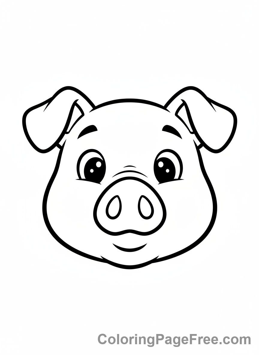 Pig coloring page - Piggy close-up face