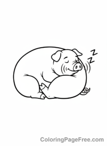 Pig coloring page - Sleeping pig nap