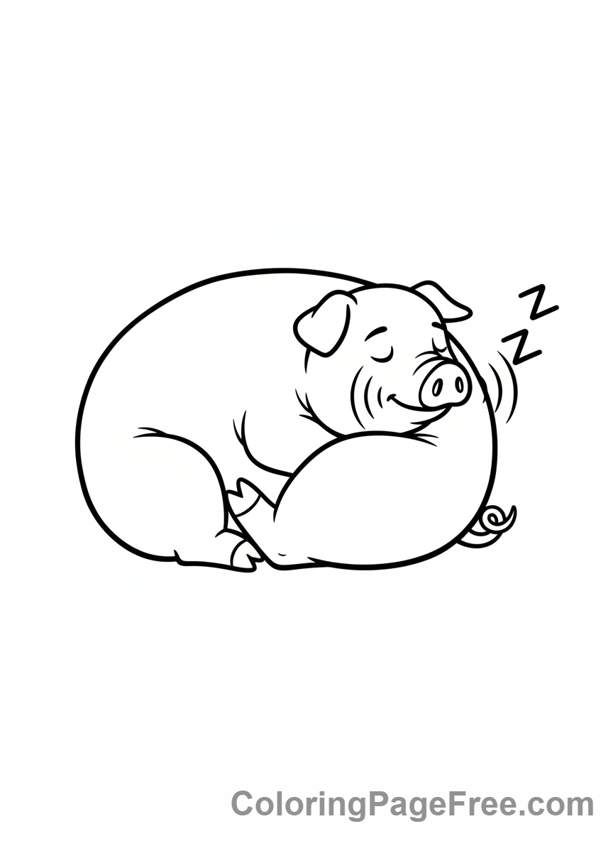 Pig coloring page - Sleeping pig nap