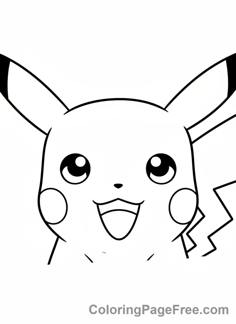 Pikachu coloring page - Pikachu happy face