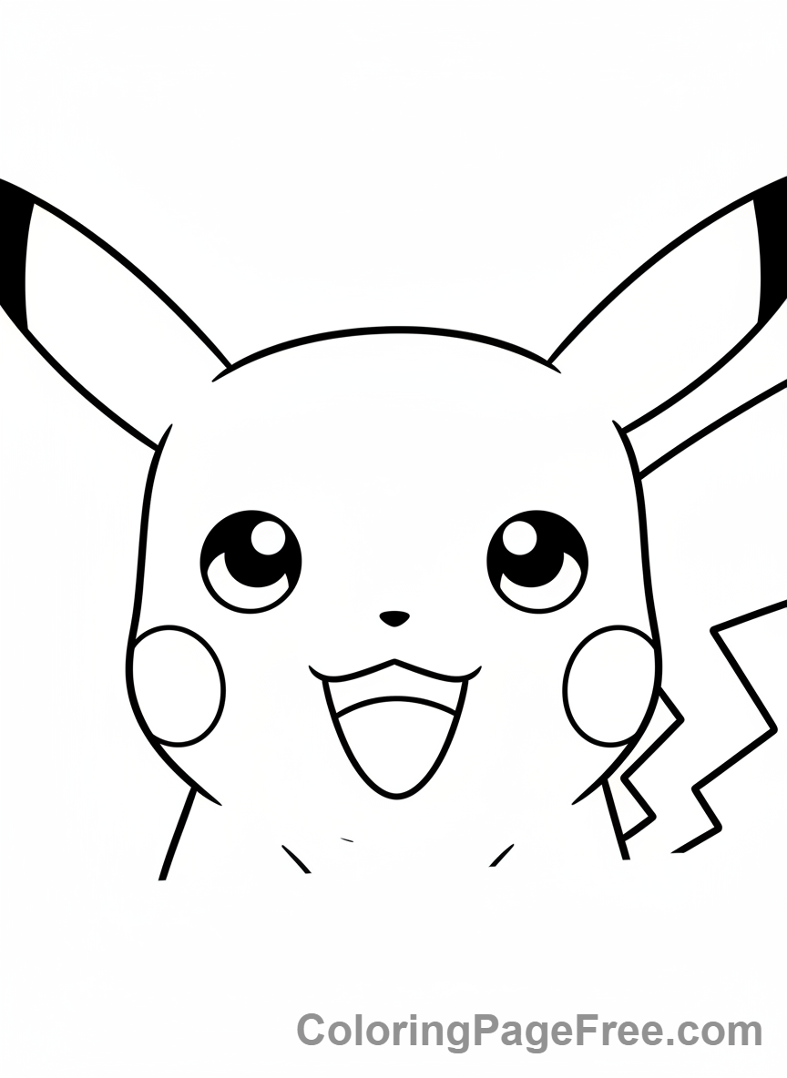 Pikachu coloring page - Pikachu happy face