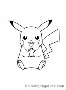 Pikachu coloring page - Pikachu holding berry