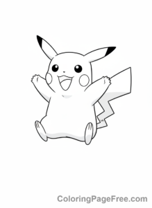 Pikachu coloring page - Pikachu jumping joyfully