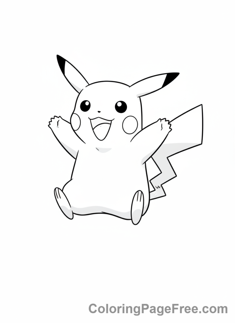 Pikachu coloring page - Pikachu jumping joyfully