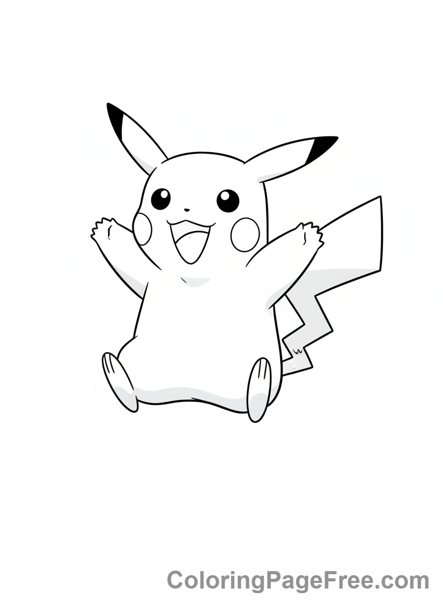 Pikachu coloring page - Pikachu jumping joyfully