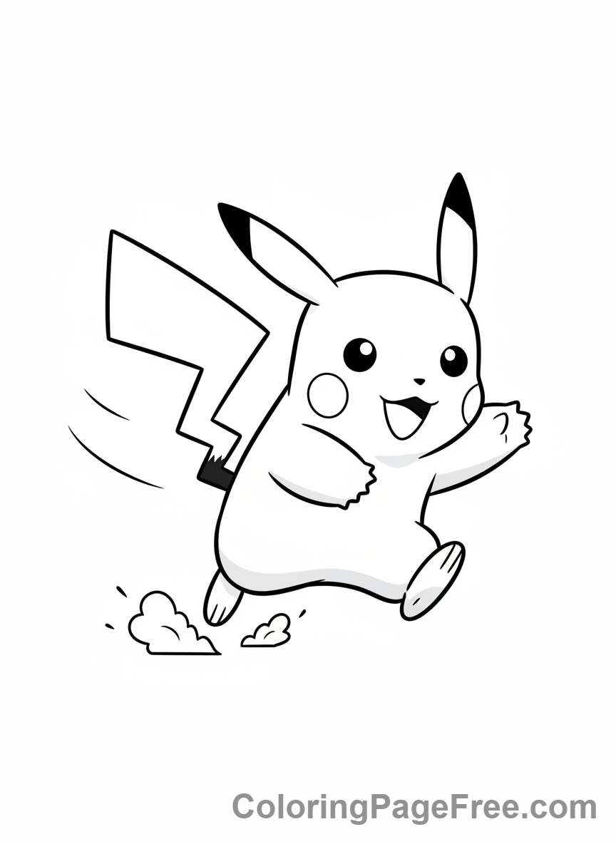 Pikachu coloring page - Pikachu running fast
