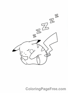 Pikachu coloring page - Pikachu sleeping peacefully