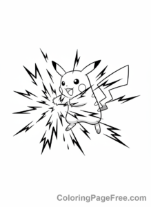 Pikachu coloring page - Pikachu Thunderbolt attack