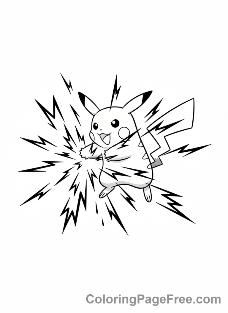 Pikachu coloring page - Pikachu Thunderbolt attack