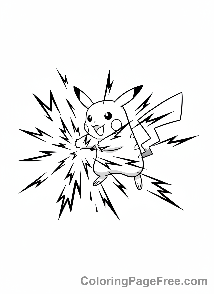 Pikachu coloring page - Pikachu Thunderbolt attack