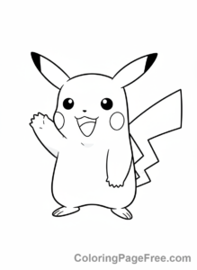 Pikachu coloring page - Pikachu waving hello