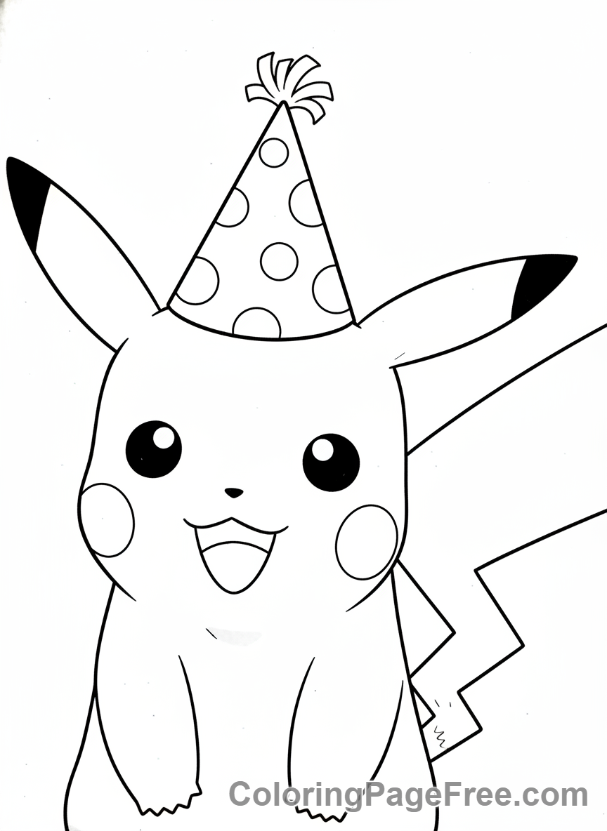 Pikachu coloring page - Pikachu wearing hat