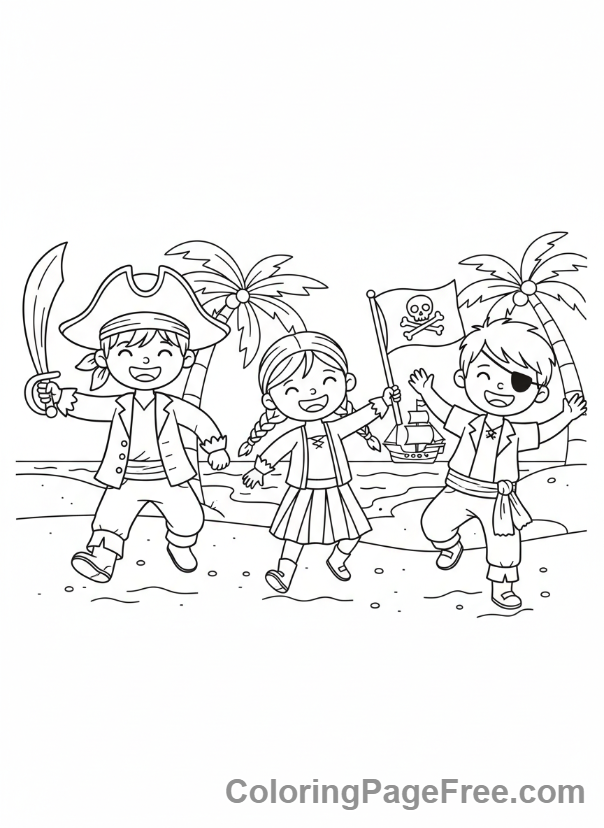 Pirate coloring page - Kids pirate play