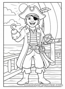 Pirate coloring page - Pirate captain smiling