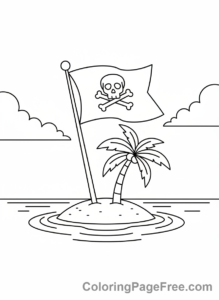 Pirate coloring page - Pirate island flag