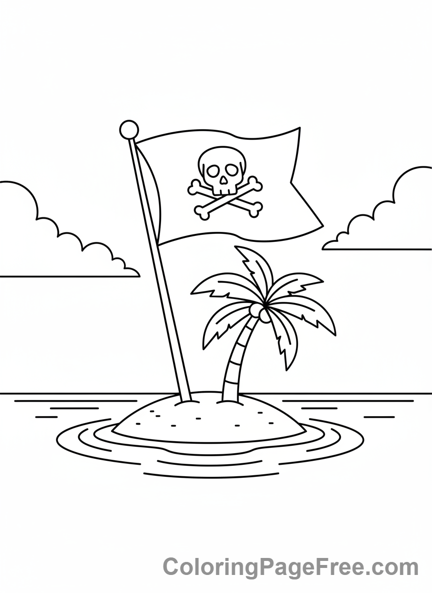 Pirate coloring page - Pirate island flag