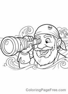 Pirate coloring page - Pirate telescope view