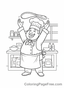 Pizza coloring page - Chef Making Pizza