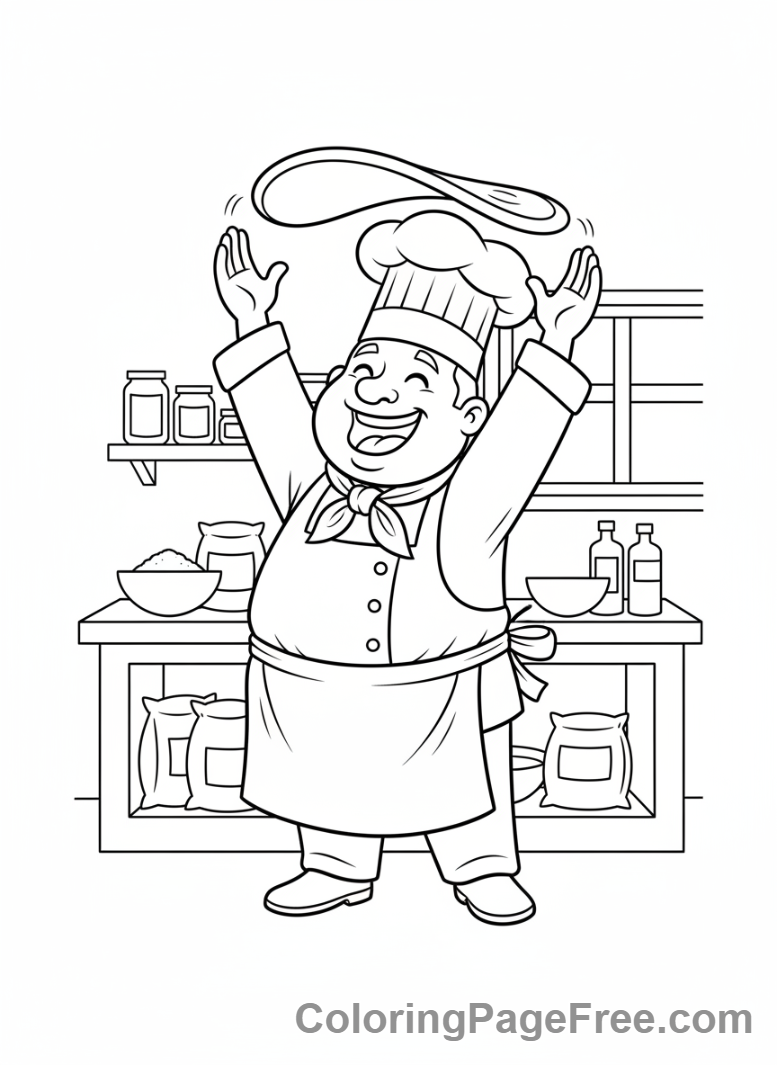 Pizza coloring page - Chef Making Pizza