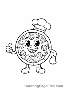 Pizza coloring page - Happy Pizza Character