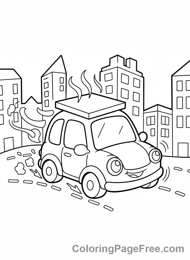 Pizza coloring page - Pizza Delivery Car