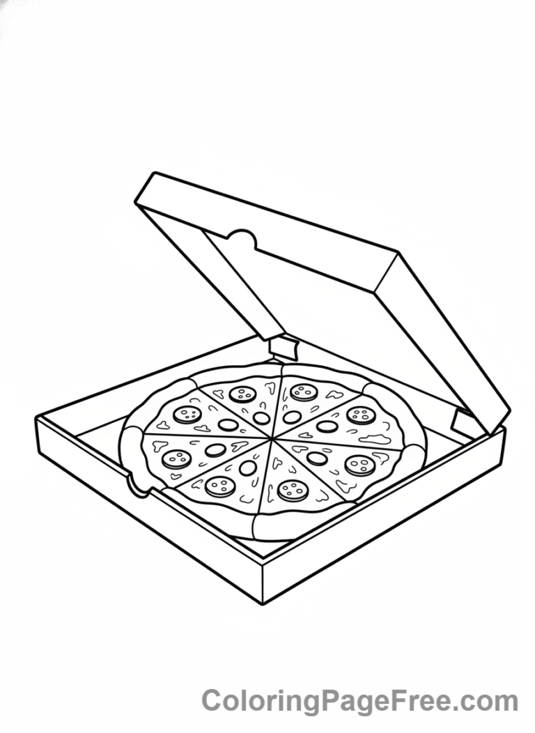 Pizza coloring page - Pizza in Box