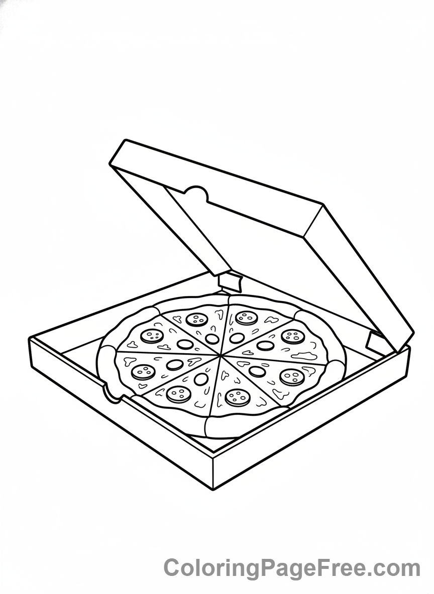 Pizza coloring page - Pizza in Box