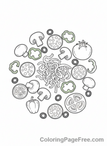 Pizza coloring page - Pizza Ingredients Spread