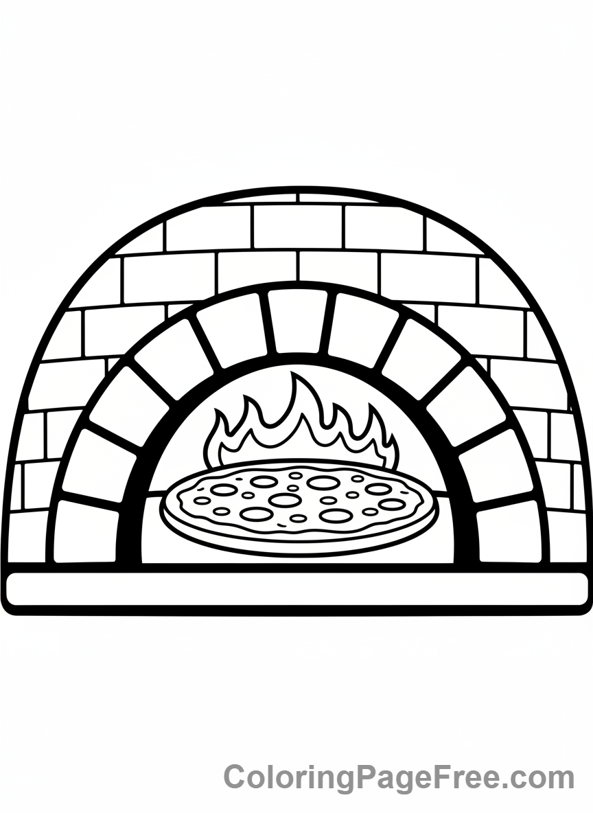 Pizza coloring page - Pizza Oven Cooking