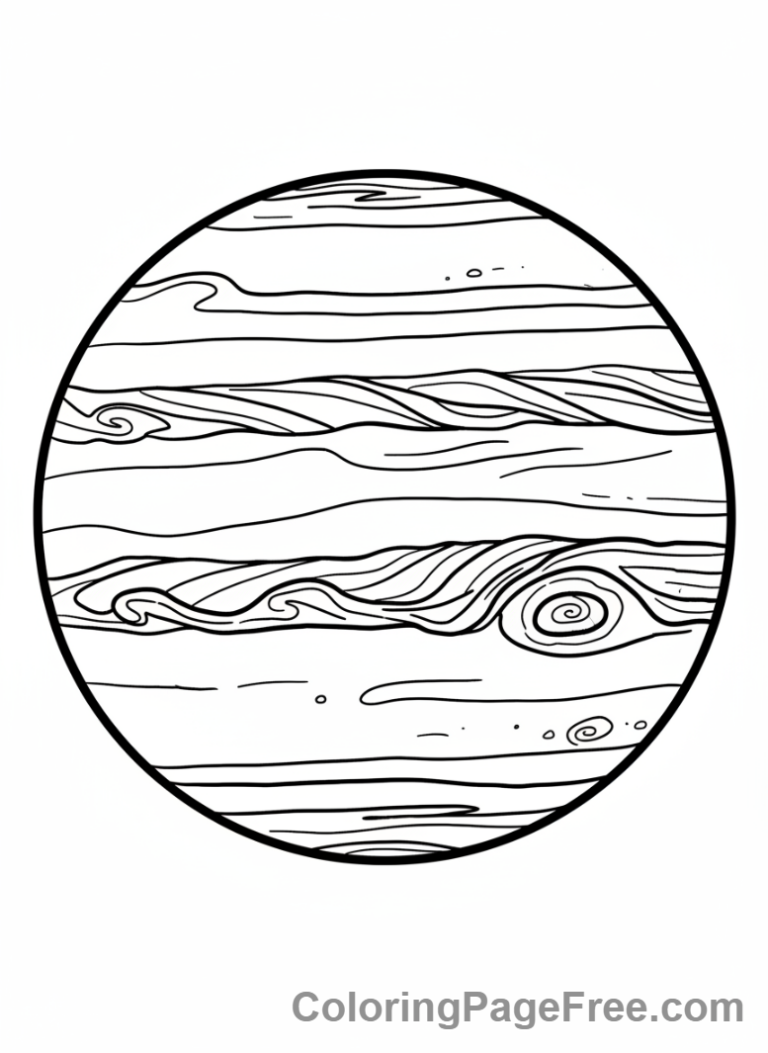 Planets coloring page - Jupiter Great Red Spot