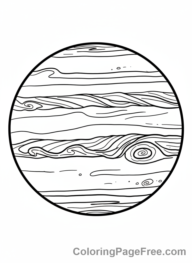 Planets coloring page - Jupiter Great Red Spot
