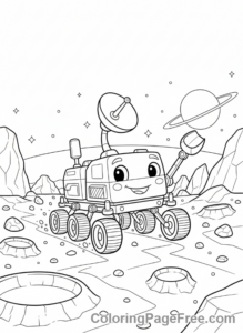 Planets coloring page - Mars rover exploring