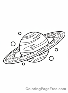Planets coloring page - Saturn beautiful rings