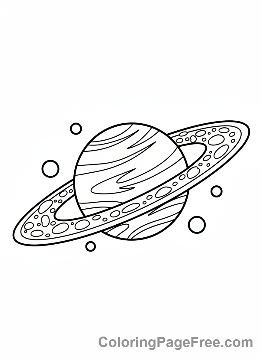 Planets coloring page - Saturn beautiful rings