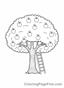 Plants coloring page - Apple tree harvest