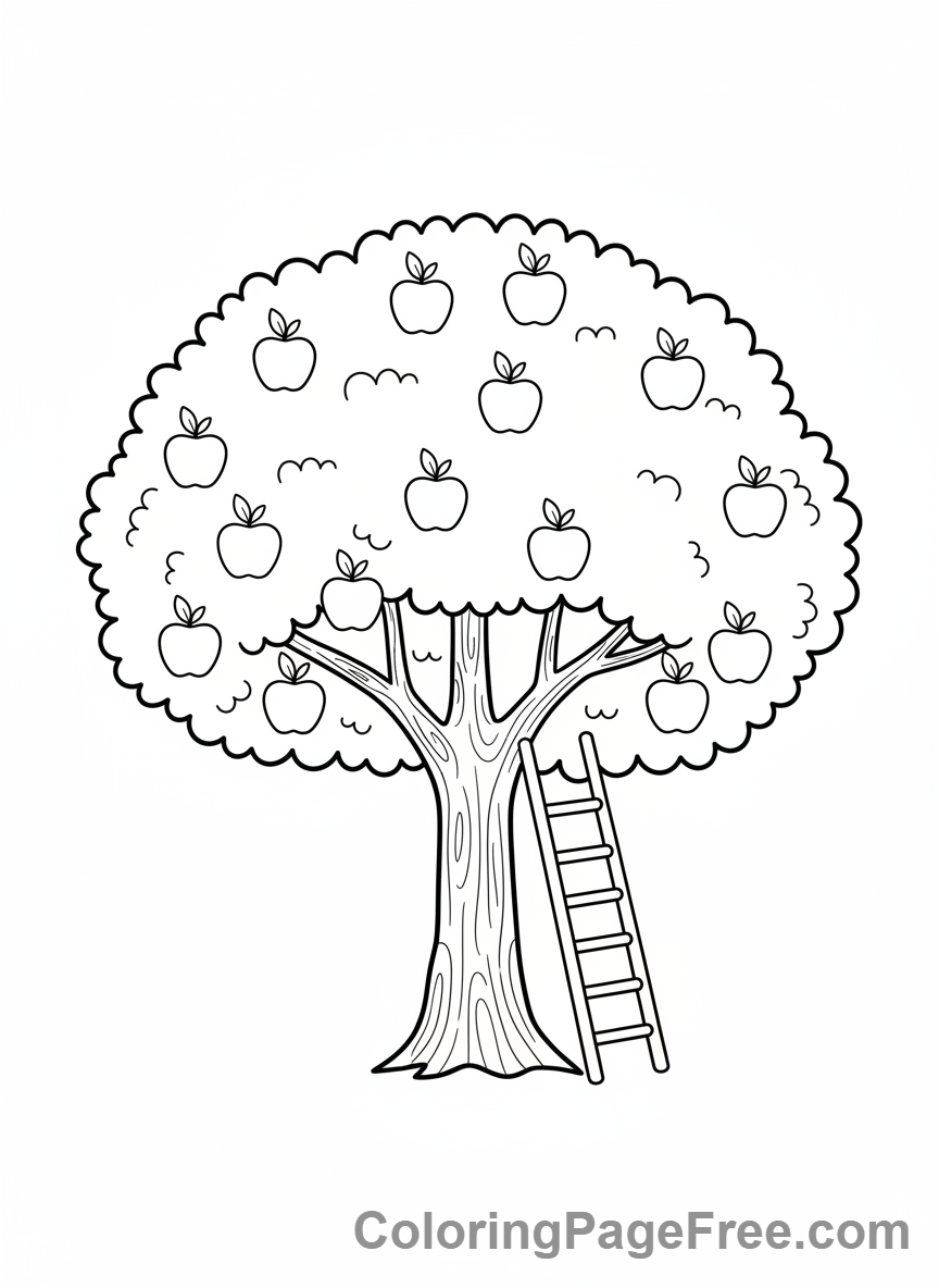 Plants coloring page - Apple tree harvest