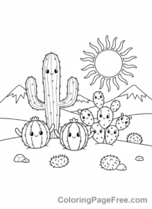 Plants coloring page - Cactus desert group