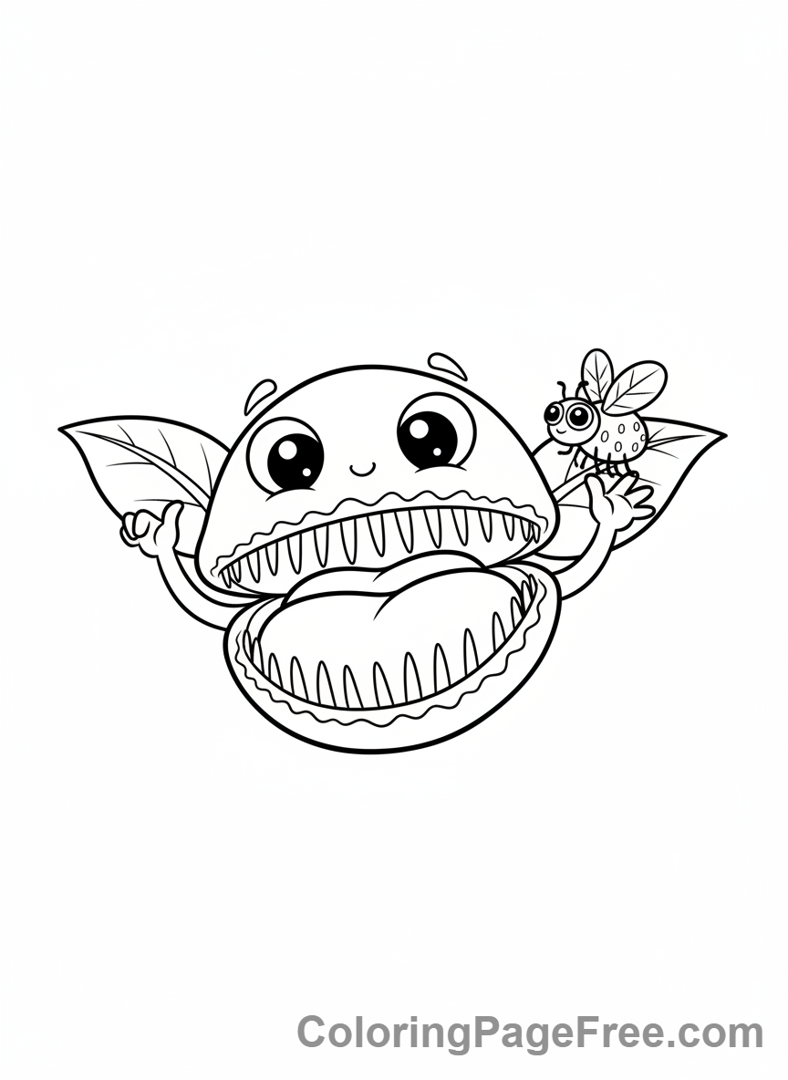 Plants coloring page - Carnivorous plant open