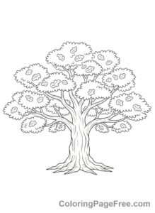 Plants coloring page - Majestic oak tree