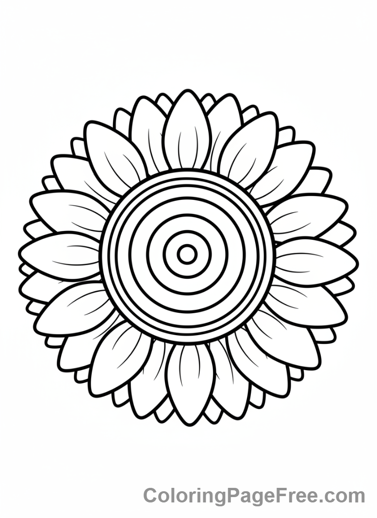 Plants coloring page - Sunflower close-up