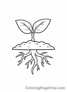 Plants coloring page - Tiny seedling sprouting