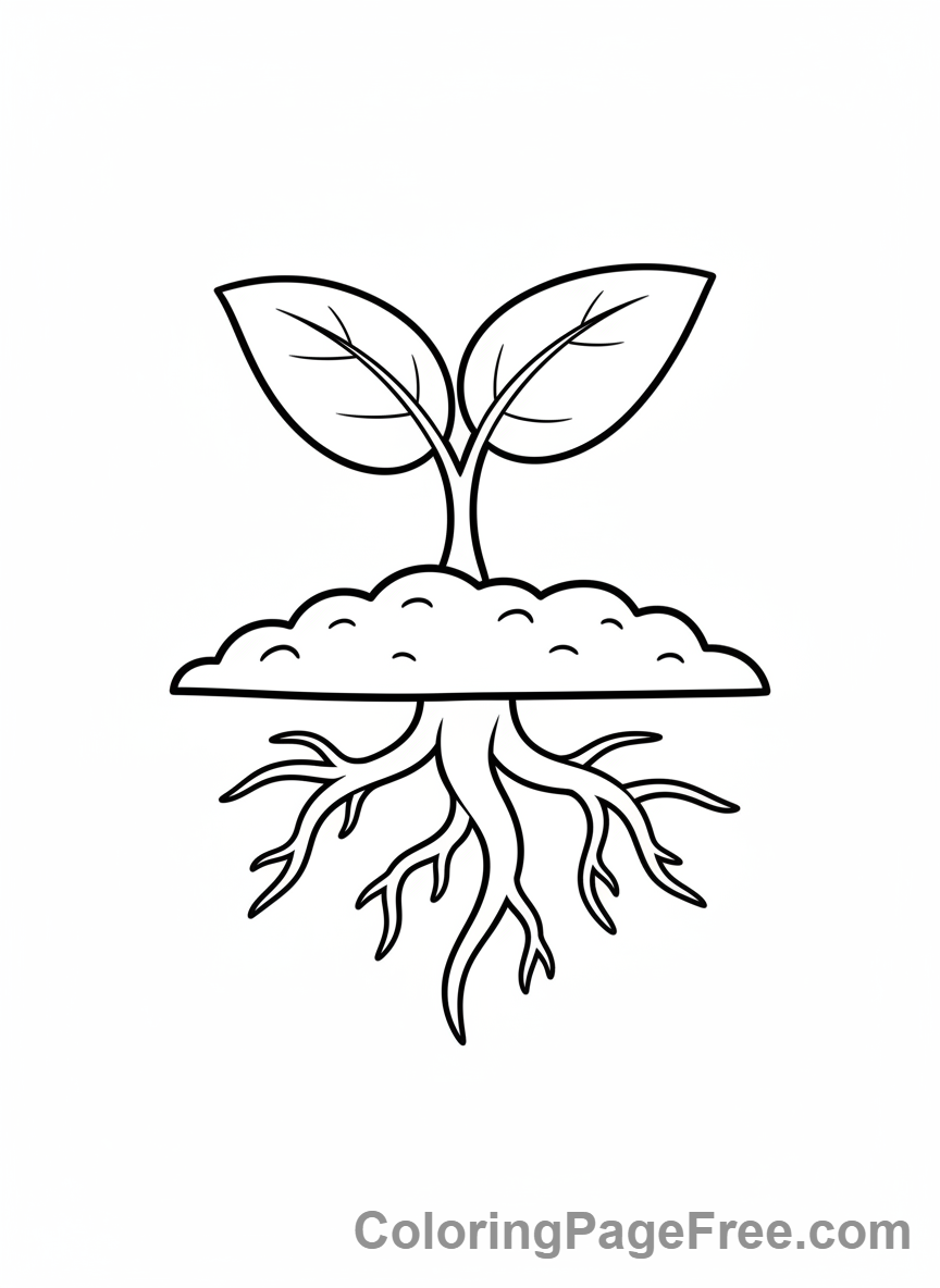 Plants coloring page - Tiny seedling sprouting