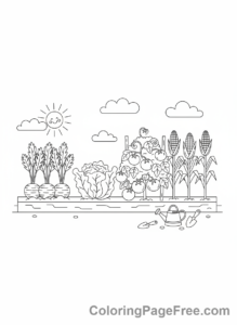 Plants coloring page - Vegetable garden row