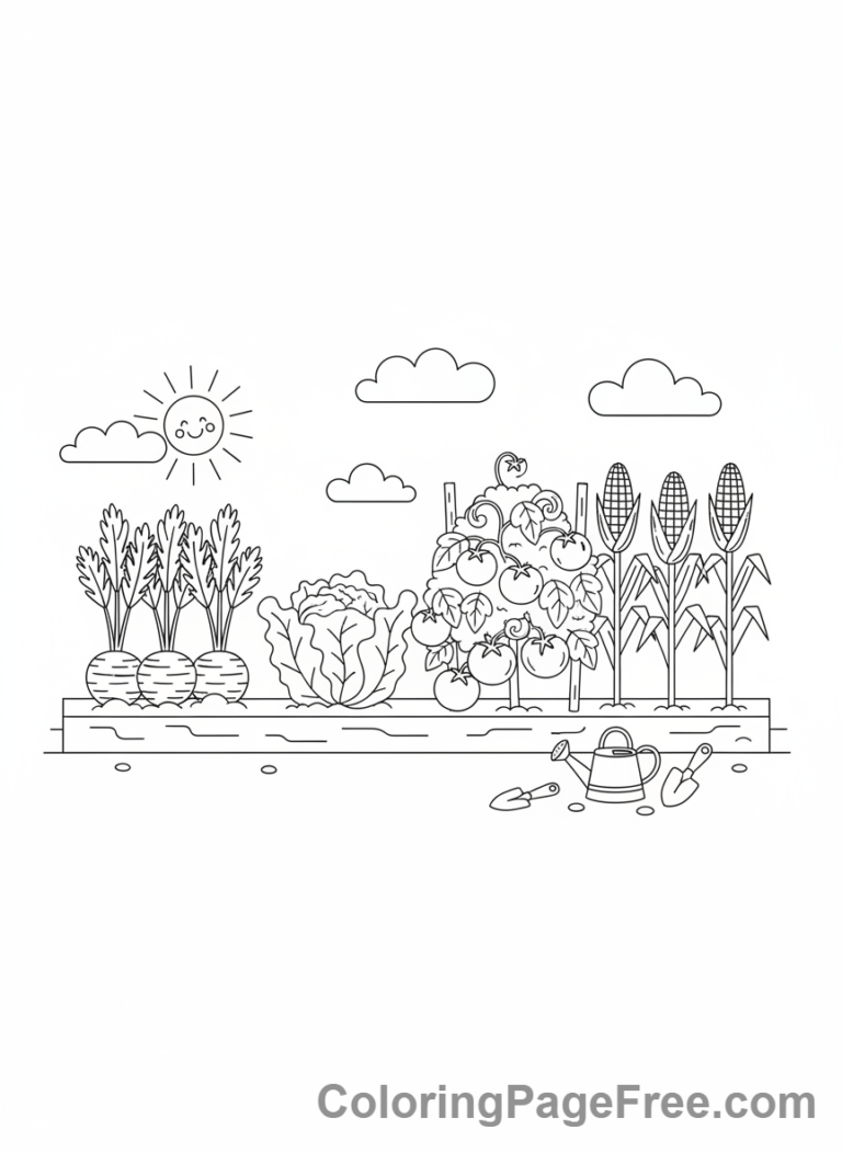 Plants coloring page - Vegetable garden row