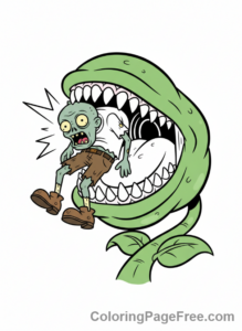 Plants Vs Zombies coloring page - Chomper devouring zombie