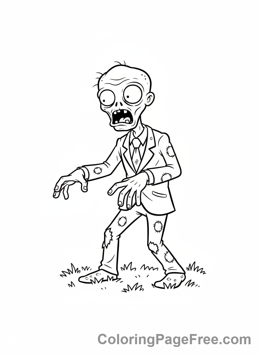Plants Vs Zombies coloring page - Classic Zombie walking